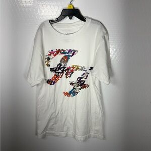 White  Foo Fighters Graphic T-Shirt with Multicolor Design 463